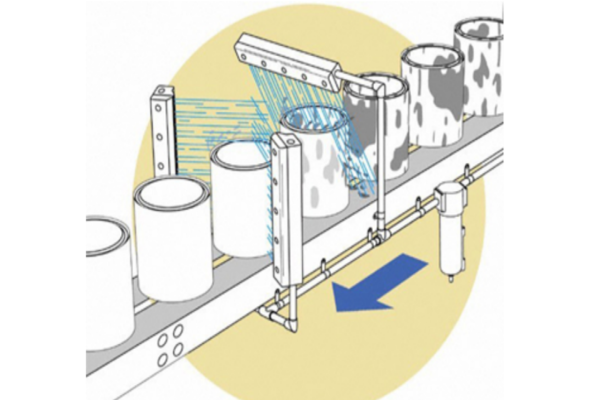 Bottle assembly line dust removal and electrostatic removal case