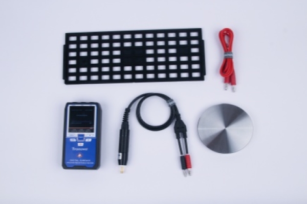 Anti-static tray volume resistance measurement