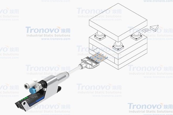 Ionized nozzles prevent clogging and sticky applications