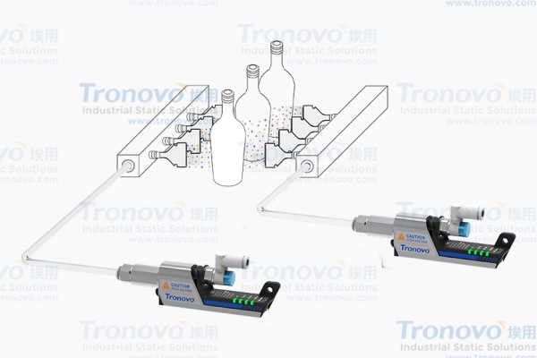 Ion nozzle bottle electrostatic precipitation application